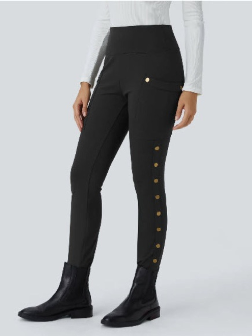 HALARA DayStretch High Waisted Decorative Pocket Skinny Ankle Length Casual Pant